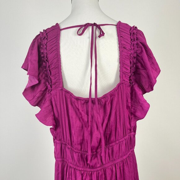 NWT ANTHROPOLOGIE Ruffled Tiered Midi Dress In Berry Size XLP - Picture 10 of 16